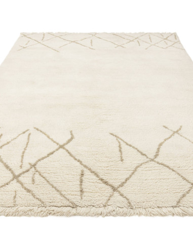 Tappeto Azera Berber Crosshatch in lana naturale, design geometrico boho chic, perfetto per ambienti moderni ed etnici, morbido