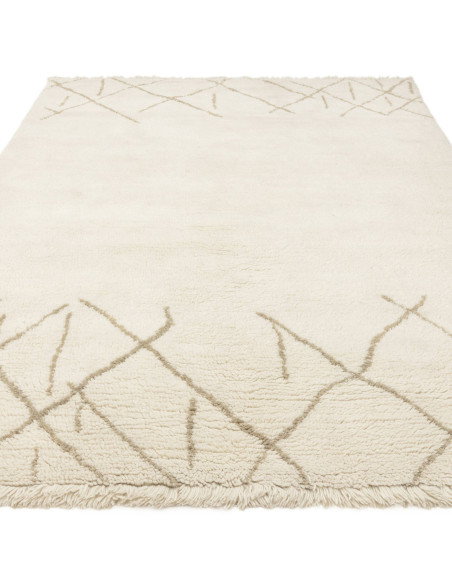 Elevate your space with the Azera Berber Crosshatch boho rug—handcrafted natural wool, timeless geometric design, and plush com