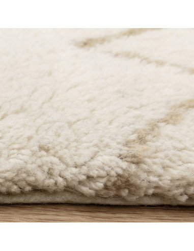 Elevate your space with the Azera Berber Crosshatch boho rug—handcrafted natural wool, timeless geometric design, and plush com