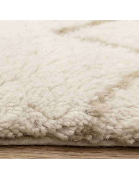 Elevate your space with the Azera Berber Crosshatch boho rug—handcrafted natural wool, timeless geometric design, and plush com