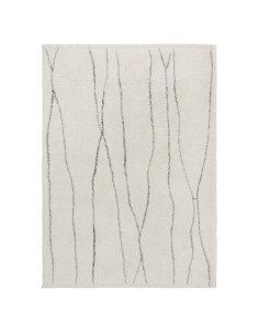 Tappeto Azera Berber Lineal in lana naturale, design geometrico e stile boho chic per un ambiente caldo, elegante e artigianale