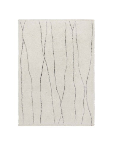 Tappeto Azera Berber Lineal in lana naturale, design geometrico e stile boho chic per un ambiente caldo, elegante e artigianale