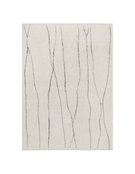 Tappeto Azera Berber Lineal in lana naturale, design geometrico e stile boho chic per un ambiente caldo, elegante e artigianale