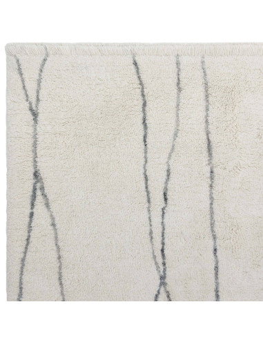 Tappeto Azera Berber Lineal in lana naturale, design geometrico e stile boho chic per un ambiente caldo, elegante e artigianale