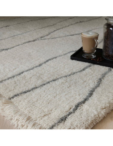 Handcrafted natural wool boho rug with elegant geometric design, plush texture, and durable comfort—perfect for stylish, cozy l