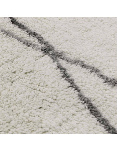 Tappeto Azera Berber Lineal in lana naturale, design geometrico e stile boho chic per un ambiente caldo, elegante e artigianale