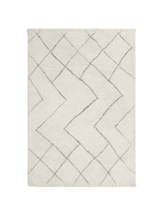 Tappeto Azera Berber Rhombus in lana naturale, stile boho chic con motivo geometrico, perfetto per ambienti moderni ed etnici,