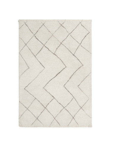 Discover the Azera Berber Rhombus boho rug—handmade natural wool with soft texture and elegant geometric patterns for timeless