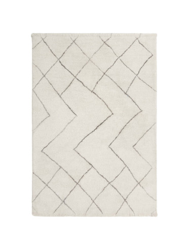Tappeto Azera Berber Rhombus in lana naturale, stile boho chic con motivo geometrico, perfetto per ambienti moderni ed etnici,