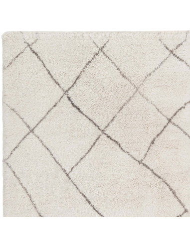 Discover the Azera Berber Rhombus boho rug—handmade natural wool with soft texture and elegant geometric patterns for timeless