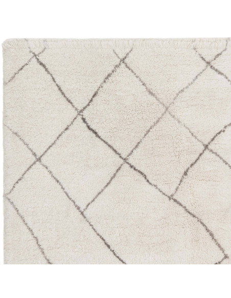 Discover the Azera Berber Rhombus boho rug—handmade natural wool with soft texture and elegant geometric patterns for timeless
