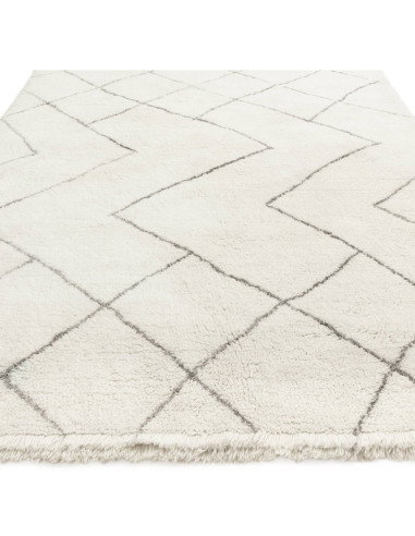 Discover the Azera Berber Rhombus boho rug—handmade natural wool with soft texture and elegant geometric patterns for timeless