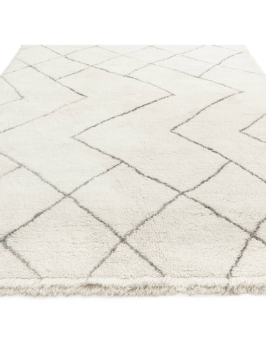 Tappeto Azera Berber Rhombus in lana naturale, stile boho chic con motivo geometrico, perfetto per ambienti moderni ed etnici,