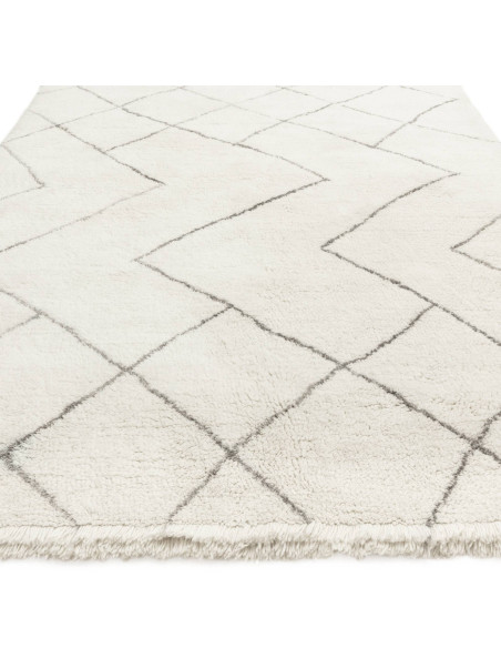 Tappeto Azera Berber Rhombus in lana naturale, stile boho chic con motivo geometrico, perfetto per ambienti moderni ed etnici,