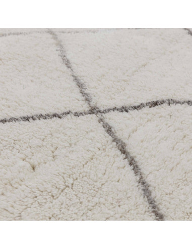 Tappeto Azera Berber Rhombus in lana naturale, stile boho chic con motivo geometrico, perfetto per ambienti moderni ed etnici,