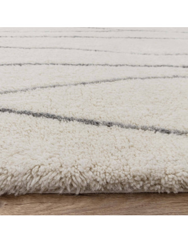 Tappeto Azera Berber Rhombus in lana naturale, stile boho chic con motivo geometrico, perfetto per ambienti moderni ed etnici,