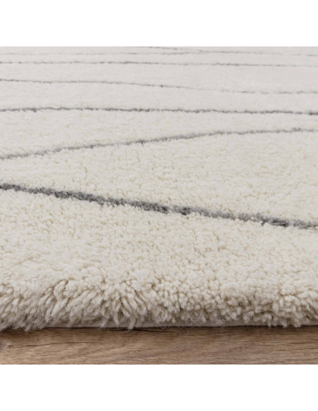 Tappeto Azera Berber Rhombus in lana naturale, stile boho chic con motivo geometrico, perfetto per ambienti moderni ed etnici,