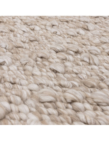 Tappeto Elm Taupe in lana viscosa, fatto a mano, perfetto per ambienti boho chic ed etnici. Eleganza naturale e comfort garanti