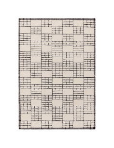 Tappeto Empire Cream/Black in lana naturale, design geometrico perfetto per ambienti moderni e tappeti boho chic dal fascino un