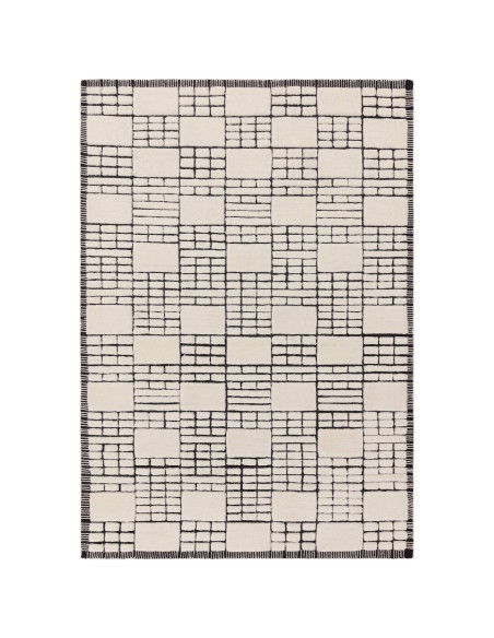 Tappeto Empire Cream/Black in lana naturale, design geometrico perfetto per ambienti moderni e tappeti boho chic dal fascino un