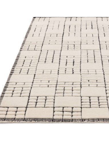 Tappeto Empire Cream/Black in lana naturale, design geometrico perfetto per ambienti moderni e tappeti boho chic dal fascino un