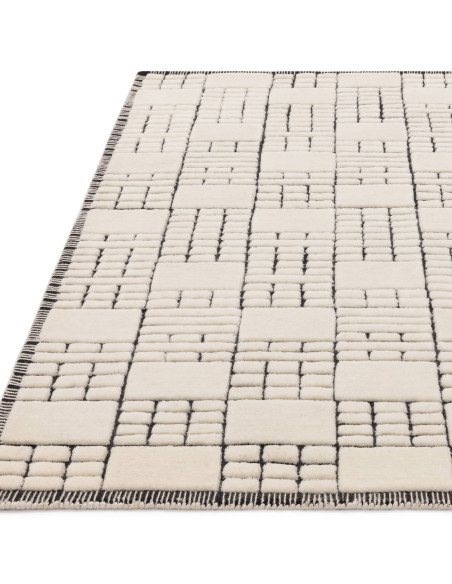 Tappeto Empire Cream/Black in lana naturale, design geometrico perfetto per ambienti moderni e tappeti boho chic dal fascino un