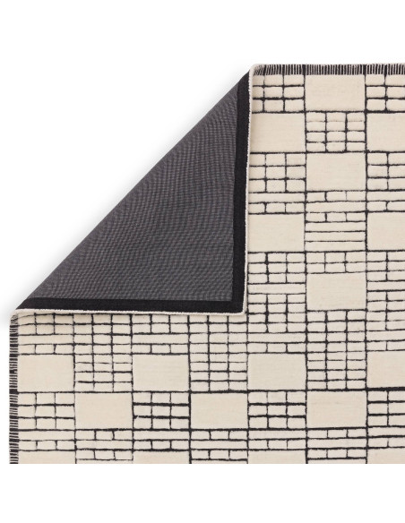 Tappeto Empire Cream/Black in lana naturale, design geometrico perfetto per ambienti moderni e tappeti boho chic dal fascino un