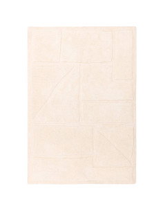 Tappeto Horizon Ivory in poliestere, design geometrico e tonalità avorio, perfetto per ambienti moderni e abbinabile a tappeti