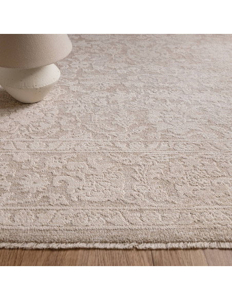 Tappeto Laurent LA03 Beige/Natural: eleganza boho chic con motivo astratto, morbidezza e facilità di manutenzione per ambienti