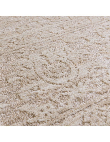 Tappeto Laurent LA03 Beige/Natural: eleganza boho chic con motivo astratto, morbidezza e facilità di manutenzione per ambienti