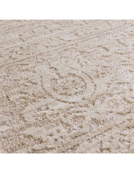 Tappeto Laurent LA03 Beige/Natural: eleganza boho chic con motivo astratto, morbidezza e facilità di manutenzione per ambienti