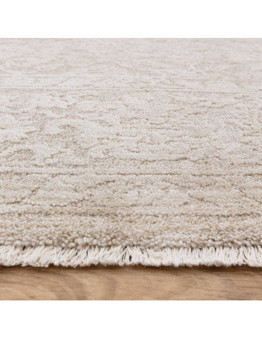 Tappeto Laurent LA03 Beige/Natural: eleganza boho chic con motivo astratto, morbidezza e facilità di manutenzione per ambienti