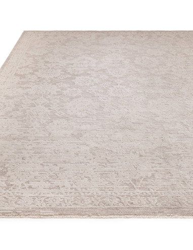Elevate your space with the Laurent LA04 beige boho rug, featuring a subtle abstract design and durable, easy-care polyester fi