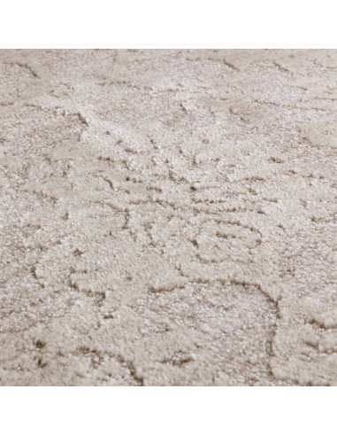 Elevate your space with the Laurent LA04 beige boho rug, featuring a subtle abstract design and durable, easy-care polyester fi
