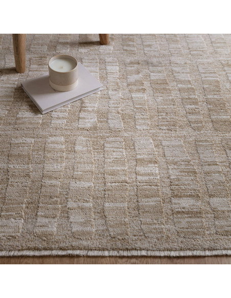 Elevate your space with the Laurent LA07 beige boho rug, featuring a durable, soft abstract design perfect for adding warmth an