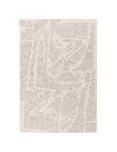 Tappeto Loxley Chalk in lana naturale, design geometrico perfetto per ambienti boho chic ed etnici, elegante e confortevole.
