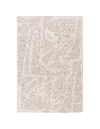 Elevate your space with the Loxley Chalk boho rug, featuring a soft geometric design and plush natural wool for timeless bohemi