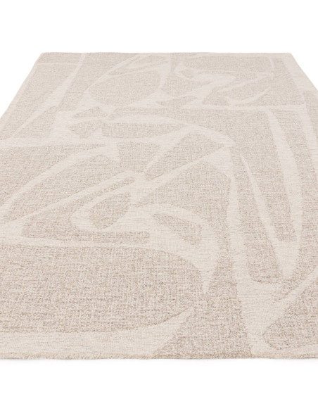 Elevate your space with the Loxley Chalk boho rug, featuring a soft geometric design and plush natural wool for timeless bohemi