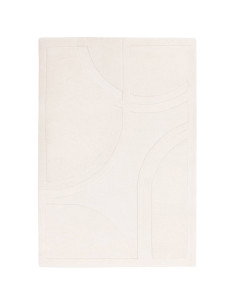 Tappeto Olsen Movement in lana naturale, design geometrico fatto a mano, perfetto per ambienti moderni, boho chic ed etnici. El