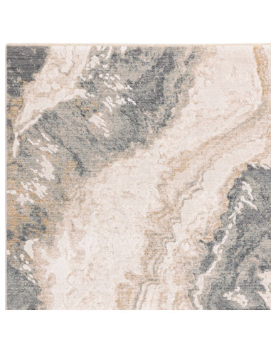 Elevate your space with the Seville 06 Oro boho rug, featuring an abstract fantasy design in soothing gold and beige tones. Dur