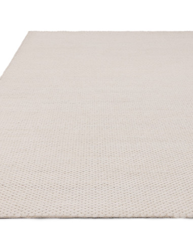 Tappeto Zander Ivory in lana e poliestere, fatto a mano, perfetto per ambienti boho chic ed etnici, elegante e resistente nel t