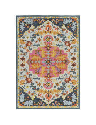 Tappeto classico Bronte Multi in lana fatta a mano, con motivo a medaglione e colori vivaci, perfetto per ambienti eleganti e t