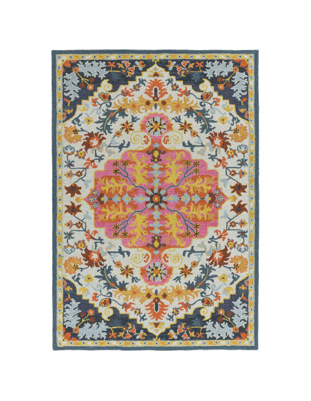 Elevate your space with the Bronte Multi classic rug, featuring hand-tufted wool and a vibrant medallion design for timeless el