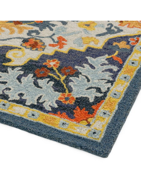 Tappeto classico Bronte Multi in lana fatta a mano, con motivo a medaglione e colori vivaci, perfetto per ambienti eleganti e t