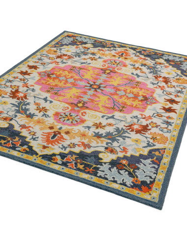 Tappeto classico Bronte Multi in lana fatta a mano, con motivo a medaglione e colori vivaci, perfetto per ambienti eleganti e t