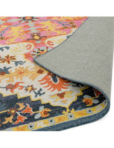 Tappeto classico Bronte Multi in lana fatta a mano, con motivo a medaglione e colori vivaci, perfetto per ambienti eleganti e t