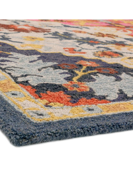 Tappeto classico Bronte Multi in lana fatta a mano, con motivo a medaglione e colori vivaci, perfetto per ambienti eleganti e t