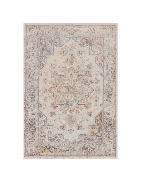Elevate your space with the Flores Ester FR05 classic rug, featuring a timeless medallion pattern and durable, easy-care polypr