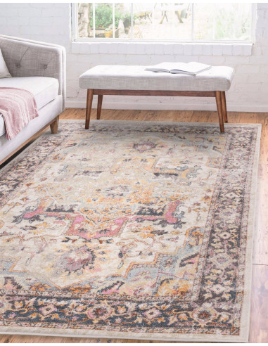 Elevate your home with the Flores Kira FRO4 classic rug, featuring a timeless medallion pattern and durable, easy-care polyprop