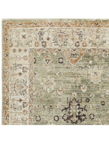 Elevate your space with the Heriz Ornate Green classic rug, featuring a timeless medallion pattern and durable, easy-care polye